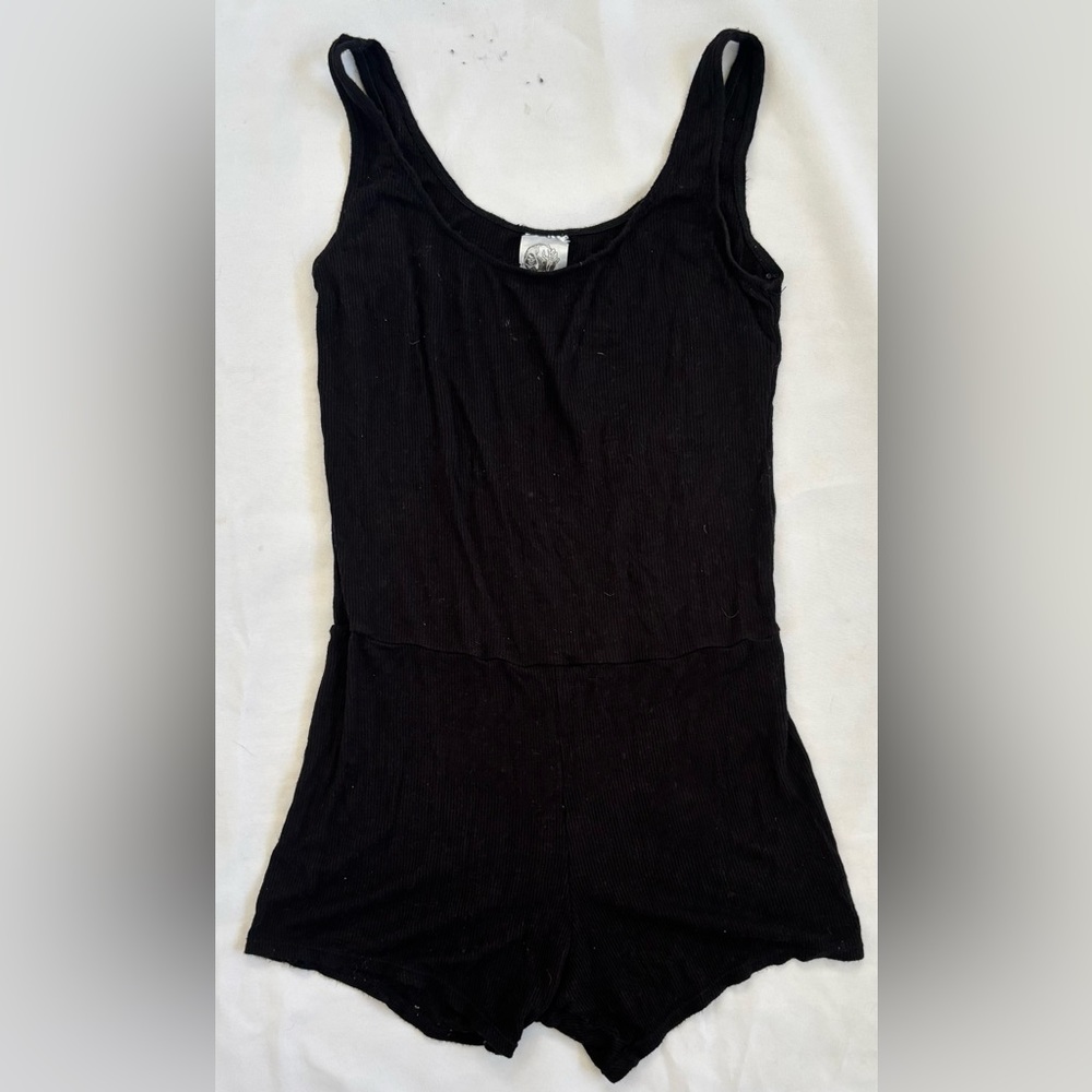 Women’s Ribbed Boyshort Bodysuit in Classic Black Sz M